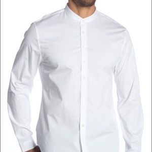Classic Fit Shirt w/ Stitched Band Partial Collar